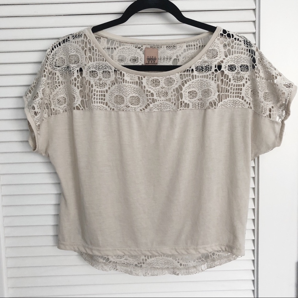 Zara Skull Lace Crop Top